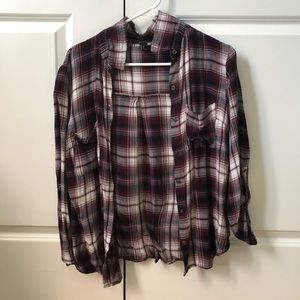 Forever 21 Maroon and White Pocket Flannel